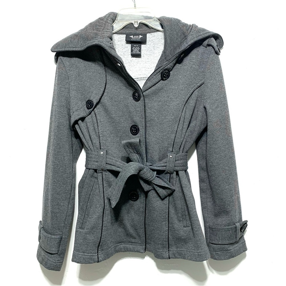 MM Essentials Marc Mattis Belted Lightweight Jacket Coat Gray Black size Medium